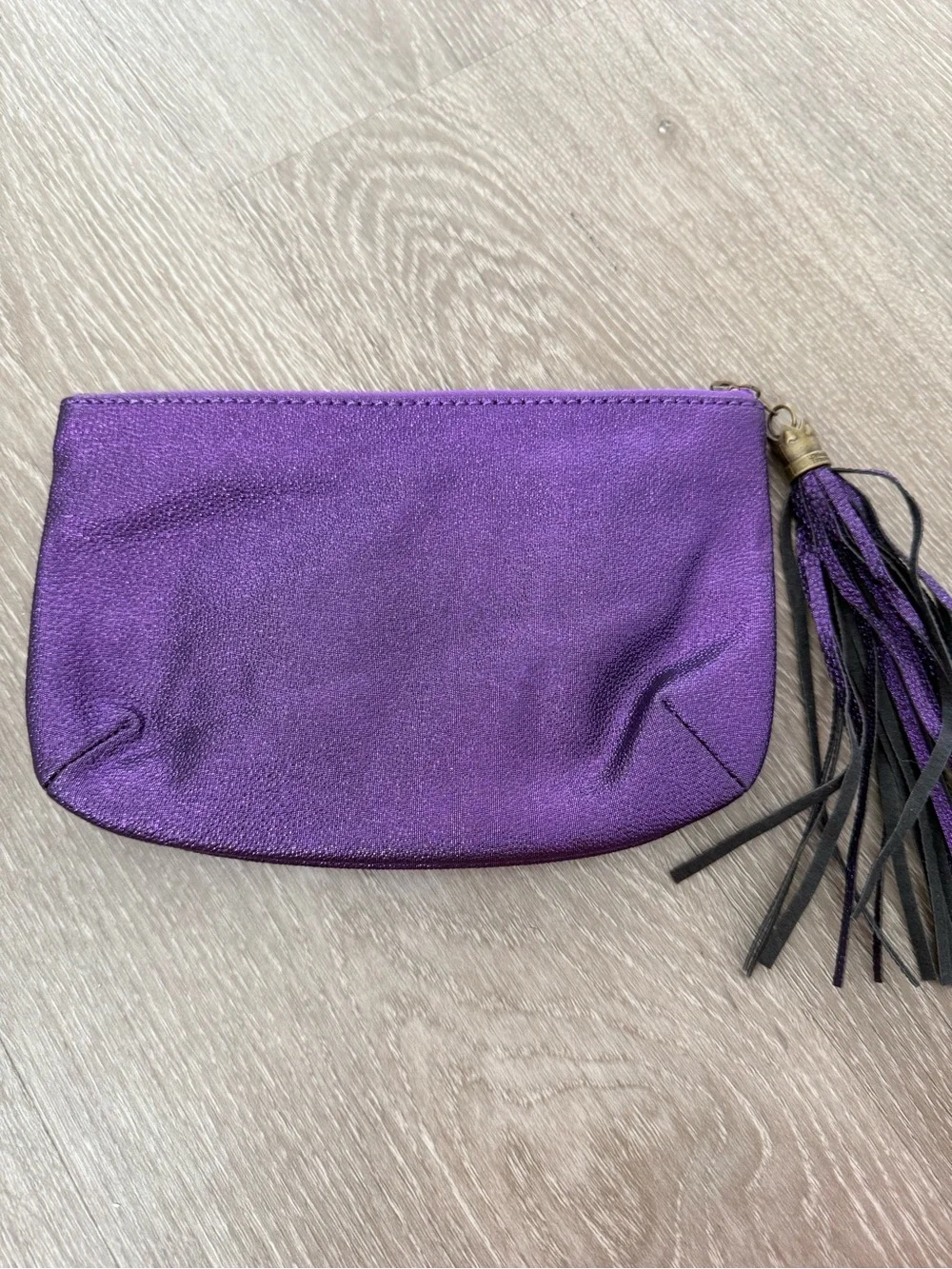 Vera Wang Purple Wristlet Pouch with Gold Princess Logo